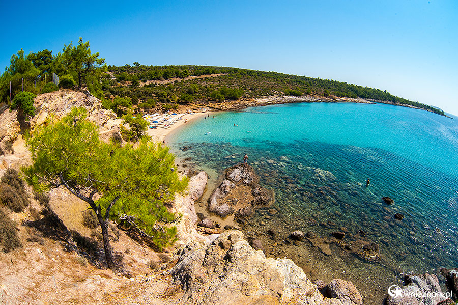 Thassos. Niewielka piaszczysta plaża Notos niedaleko miejscowości Potos. - foto: wnieznane.pl