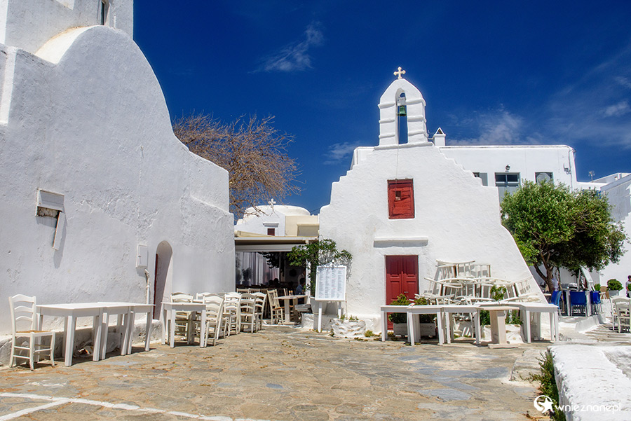 Mykonos. Kościół Panagia tou Rodariou niedaleko Little Venice. - foto: wnieznane.pl Mykonos. Kościół Panagia tou Rodariou niedaleko Little Venice. - foto: wnieznane.pl