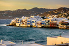 Mykonos. Little Venice w promieniach zachodzącego słońca. - foto: wnieznane.pl